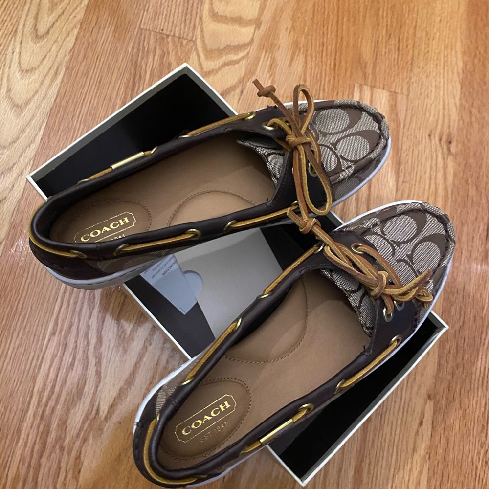Coach Women's Tan and Brown Loafers - Picture 3 of 4